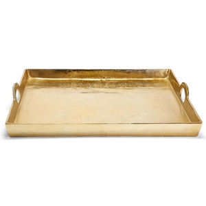 Bandeja de Servicio Rectangular Decorativa Hecha a Mano con Acabado Dorado, Bandeja de Metal para Servir en Restaurantes y Hoteles con Asas Laterales - Product Image 1