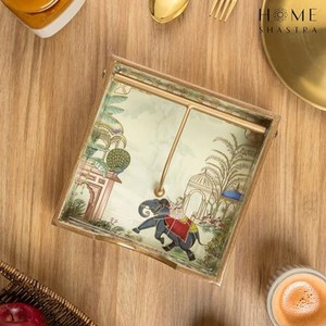 Porta Servilletas de Madera de Teca Premium con Motivo de Elefante Pintado a Mano, Venta al Por Mayor - Product Image 2