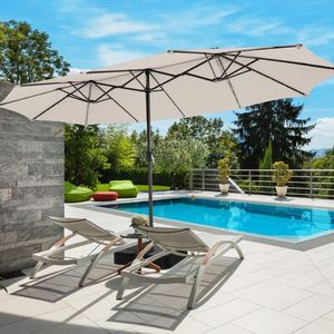 15 Feet Double Sided Patio Umbrella with 48 LED <b>Lights</b> Elegant Outdoor Furniture <b>Accessory</b> - Product Image 2