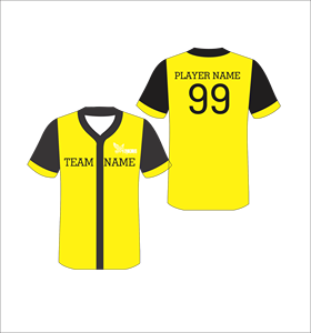 Maillot de baseball personnalisé jaune et noir, uniforme d'équipe boutonné, sublimé, en polyester anti-humidité, chemise de sport OEM ODM en gros - Product Image 1
