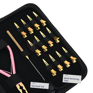 Kit d'outils pour extensions capillaires avec pince à sertir micro-anneaux et nano-anneaux 5-en-2, outil à crochet Microlink, pinces de sectionnement et petite trousse - Product Image 4