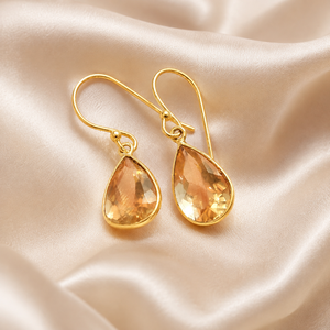 Citrine Pear Cut Drop <b>Earrings</b> 925 Sterling Silver Rose Gold Yellow Gold Plated Artisan Boho Statement Jewelry for Women Fashion - Product Image 3