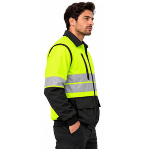 Veste de sécurité haute visibilité imperméable pour travaux de construction, avec logo personnalisé, manteau d'hiver, vente chaude - Product Image 5