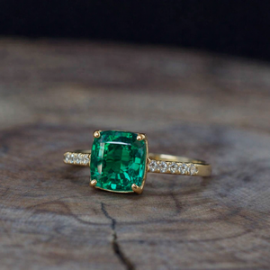 925 Sterling <b>Silver</b> <b>Emerald</b> Gemstone <b>Ring</b> For Women's - Product Image 1