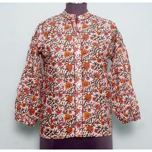 เสื้อคลุมผู้หญิง-สไตล์วินเทจเกาหลี ลายดอกไม้ ผ้าฝ้าย 100% เป็นมิตรกับสิ่งแวดล้อม ระบายอากาศได้ดี แขนพอง คอทรงโอ ทันสมัย ใส่ได้ทุกฤดู - Product Image 1