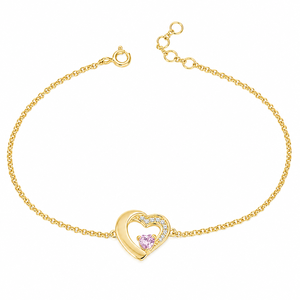 Pink Gemstone <b>Heart</b> Cut Diamond <b>Bracelet</b> Moissanite Link Chain Adjustable Jewelry Gift for Women - Product Image 5