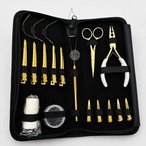 Kit d'outils pour extensions de cheveux, couleur or, ensemble professionnel avec ciseaux, pinces et clips pour tissage de cheveux - Product Image 3