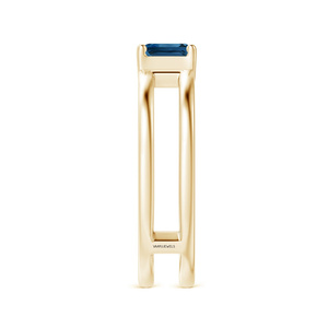 Bague en saphir bleu foncé taille Asscher pour femme, moderne, à anneau ouvert, pour fiançailles et mariage, en or rhodié 10K 14K 18K - Product Image 3