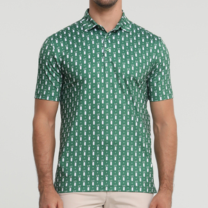 เสื้อโปโลแขนสั้นพิมพ์ลายหัวใจสีฟ้าอ่อนสำหรับผู้ชาย ทรงลำลอง ระบายอากาศได้ดี ผ้าฝ้ายอ๊อกซ์ฟอร์ด - Product Image 2