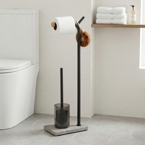 Support de papier toilette Pristine Brand, design moderne écologique, en fer avec grain marbré, brosse de toilette, rangement pour salle de bain TS234, fabriqué à Taïwan - Product Image 1