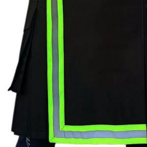 Kilt de travail noir pour pompier – Kilt tactique 100 % coton pour homme avec bande réfléchissante de sécurité - Product Image 6