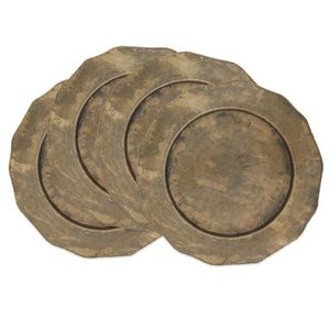 Assiettes de service en cuivre martelé à la main avec logo personnalisé |   Sous-plats en métal pour la décoration de tables de mariage en gros |   Plateaux de service de luxe pour la restauration - Product Image 3