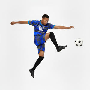 Ensemble d'uniformes de football rayés personnalisables - 100% polyester léger, séchage rapide, sublimé, grandes tailles, été/hiver - Product Image 2