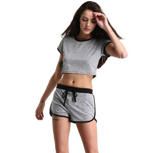 Summer Women's Crop Top Short <b>Sets</b> Two Piece <b>Set</b> Women Clothing Customized t shirt and Short <b>Sets</b> Women - Product Image 2