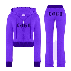 Custom Logo Printed Plus Size Breathable Eco-Friendly Anti-Bacterial Winter Casual Women's Unisex Cropped Tracksuit <b>Set</b> cotton - Product Image 1