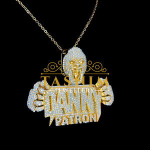 Golden Skeleton Pendant With Danny Patron Text Crystal Rhinestone Hip Hop <b>Charm</b> For Men VVS Moissanite Diamond - Product Image 2