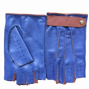 Guantes de Ciclismo de Cuero Azul con Diseño Perforado Transpirable, Deportivos, hasta la Muñeca, Ecológicos, Térmicos, para Primavera/Verano - Product Image 6