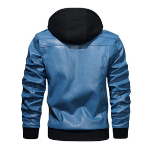 Wholesale Custom Hooded Zipper Leather Jacket For Men Winter Wear Casual Style Plus Size <b>Waterproof</b> <b>Warm</b> Comfortable High - Product Image 2
