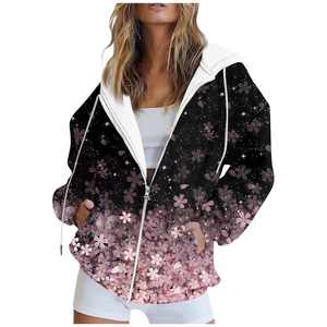 Women's <b>Leopard</b> Zip Hoodie Kangaroo Pocket Oversized <b>Printed</b> <b>Sweatshirt</b> Jacket | Winter Long Sleeve Hooded Eco-Friendly Outwear - Product Image 4