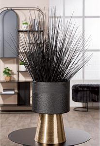 Vase de table en métal noir minimaliste, style artistique distinctif, nature, fait main, 22 cm de hauteur, avec anneau décoratif - Product Image 3