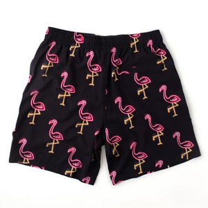 Shorts de Baño para Hombre con Estampado de Flamencos Negros y Cordón Rosa, Secado Rápido, Estilo Casual - Product Image 5