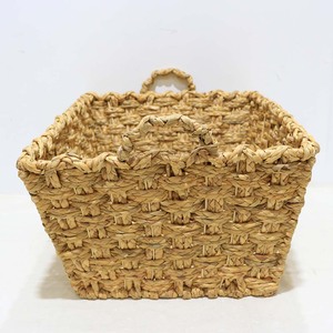 Panier de rangement rectangulaire en jacinthe d'eau naturelle, très vendu, avec poignées, bac rustique multi-usages pour l'organisation et l'arrangement - Product Image 3