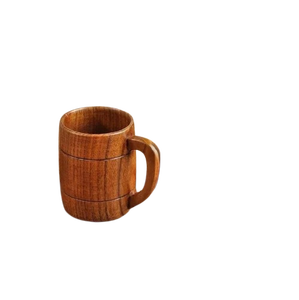 OMKAAR - Jarras de Cerveza de Madera Hechas a Mano con Asa Tallada a Mano, Diseño Europeo de Grado Alimenticio Natural, Capacidad de 301-400 ml, Modelo BR-14, Hecho en Uttar - Product Image 6