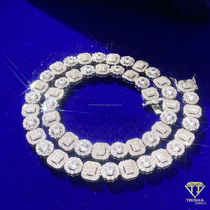Chaîne en argent sterling 925 à maillons de coupes variées avec pierres de diamants de laboratoire, conçue pour les collections de bijoux de mode audacieux. - Product Image 2