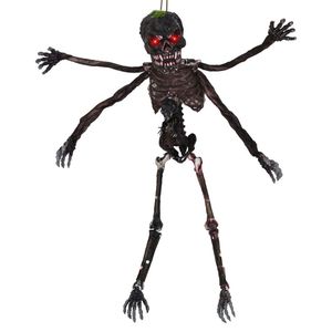 Scheletro Decorativo di Halloween da 1,8 m con Suoni, Occhi Rossi Lampeggianti e 4 Braccia Posizionabili, Corda per Appendere e Teschio Extra - Product Image 4