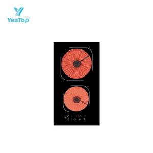 Table de cuisson <span class=keywords><strong>vitrocéramique</strong></span> encastrable 2 zones à commande tactile, plaque chauffante électrique <span class=keywords><strong>radiant</strong></span>, <span class=keywords><strong>cuisinière</strong></span> de cuisine en verre – Meilleures ventes - Product Image 2