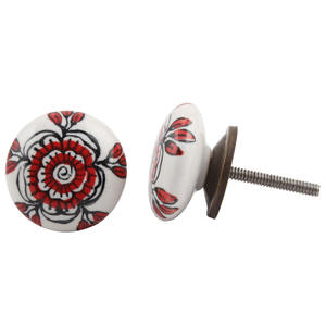 ที่หนีบลิ้นชักเซรามิกสีแดงกุหลาบแบบแบน,แฮนด์เมดคุณภาพพรีเมียมสำหรับตู้ลิ้นชักดึงตู้ครัวมือจับประตูราคาถูก - Product Image 3