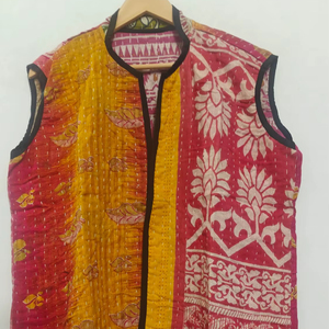 Chaqueta Bohemia Reversible Hecha a Mano con Cuello en V, Acolchada, Holgada, para Verano e Invierno, Colección Vintage - Product Image 1