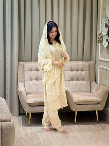 Ensemble de costume en faux georgette à sequins, prix d'usine, fournisseur de vêtements islamiques modestes - Product Image 3