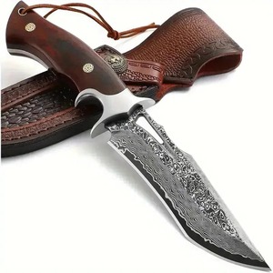 Couteau de survie Bowie Edge Master, fabrication artisanale, qualité industrielle/DIY, lame en acier damas inoxydable de 11 pouces, manche en bois - Product Image 1