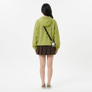 Veste en molleton gaufré de couleur unie pour femme, col montant, manches longues, fermeture éclair, vêtement d'extérieur d'automne, 100 % polyester - Product Image 3