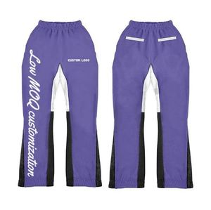 Ensemble de survêtement 2 pièces pour homme avec logo personnalisé, impression en relief, vêtements streetwear, pantalon évasé, sweat à capuche zippé intégral - Product Image 3