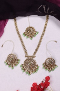 Parure de bijoux ethniques plaqués or en alliage avec collier, boucles d'oreilles et bague en zircon pour femme, cadeau vintage pour mariage ou anniversaire - Product Image 6