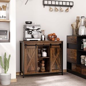 Credenza Rustica Artigianale Stile Fienile con Ripiani Scorrevoli Regolabili per Villa e Ingressi - Product Image 2