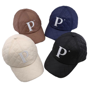 High Quality Adjustable High Quality Stylish Autumn and <b>Winter</b> Leisure Letter P Quilted Hat Keep Warm <b>Winter</b> Baseball <b>Cap</b> - Product Image 1