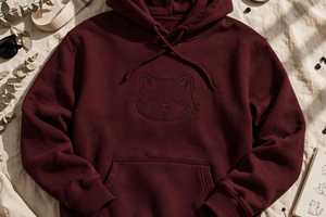 Sweat-shirt à capuche noir pour homme avec imprimé chat de dessin animé, coupe classique, en molleton de coton, décontracté, écologique, avec poche - Product Image 3