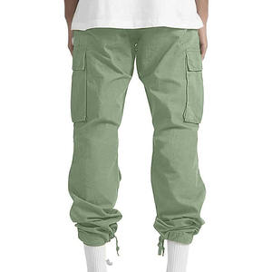 Men's Casual Cargo Pants Button Fly Straight Pattern <b>Canvas</b> Multi Pockets Custom Embroidered Logo Street Wear Fit - Product Image 3