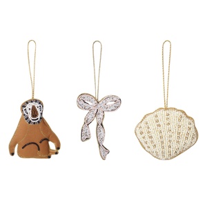 Adornos de decoración de animales de Navidad hechos a mano personalizados Santa cebra perro mono juguetes de peluche decoración de árbol bordado personalizado - Product Image 6