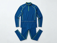 Ensemble de sous-vêtements de compression pour homme en Spandex/Polyester, manches longues, col zippé, pour l'hiver, course à pied, entraînement, vêtements de sport thermiques