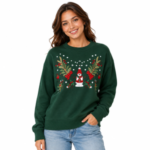 Sweat-shirt à col rond pour femme, à manches longues, avec motif de Noël, pull décontracté, sweat-shirt d'hiver, vêtements de fête - Product Image 1