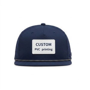 Gorra de Golf Duradera de 5 Paneles con Visera Plana, Ajustable, con Cierre a Presión, Tejido Impermeable de Poliéster y Spandex, Parche de Goma de PVC Personalizado, Cuerda, Deportes de Equipo - Product Image 1
