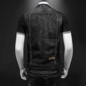 Gilet en jean respirant 100 % coton pour homme, coupe droite, style décontracté, avec coutures soignées, idéal pour l'hiver - Product Image 6