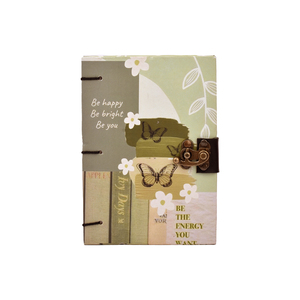 A5 Minimalist Butterfly Theme Handmade Paper Notebook <b>Lock</b> Diary Motivational Quote Journal Eco Friendly Aesthetic Writing Book - Product Image 3