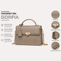 Sac à main structuré à rabat avec poignée, gris taupe, bandoulière chaîne, fermeture éclair, sacoche carrée pour femme, grande capacité, imperméable