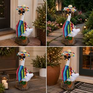 Decoración de Jardín con Temática Mexicana: Traje de Ganso para Porche, Sombrero, Bufanda, Gafas y Bigote - Product Image 2