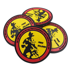 Parche de Goma 3D Gratis, Diseño Redondo en Relieve, Color Amarillo, Negro y Rojo, Parche Adhesivo - Product Image 1
